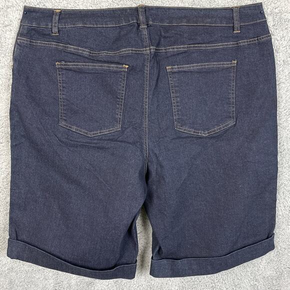 Woman Within Plus Size Denim Shorts Bermuda Style Dark Wash Size 20W - Picture 6 of 8